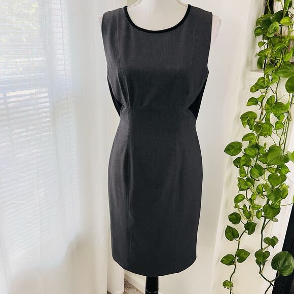 Calvin Klein Black & Gray Colorblock Pencil Dress Secretarycore Lined - Size 6 - Picture 1 of 8